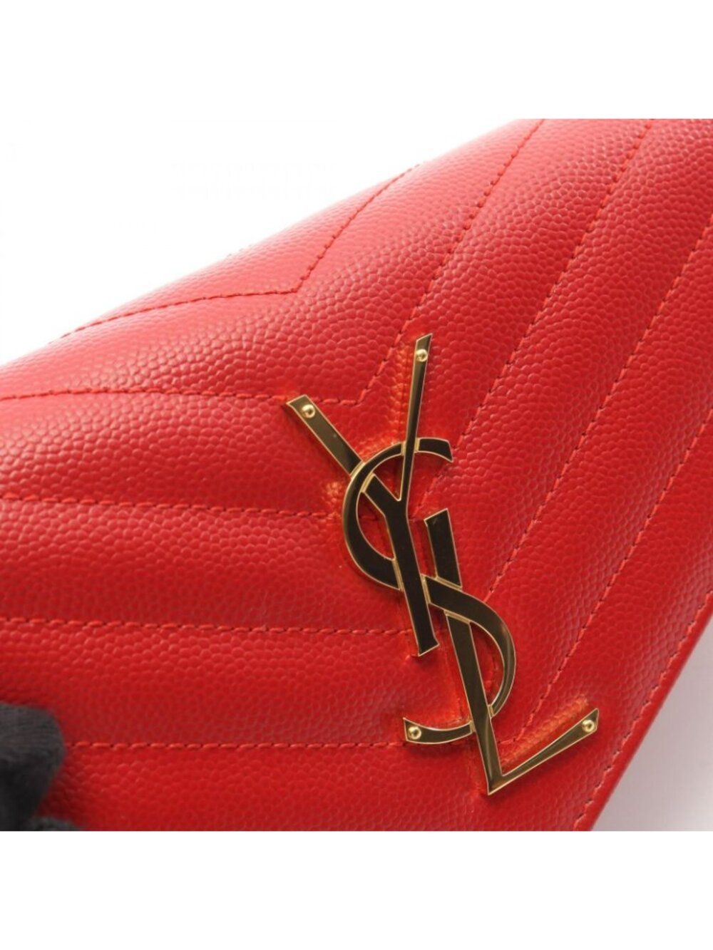 Saint Laurent Paris Bifold Wallet Monogram Red Leather Cassandra Matelasse - Picture 9 of 9
